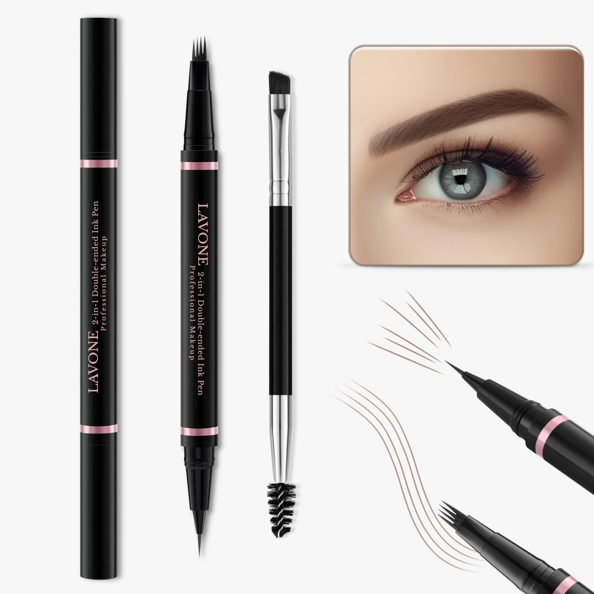 Close-up of LAVONE 2-in-1 Eyebrow Pen in Ash Blonde