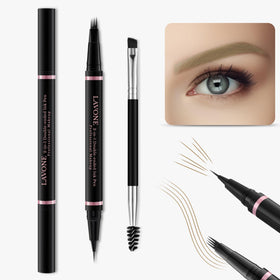 Close-up of LAVONE dual-ended eyebrow pencil showing microblading tip