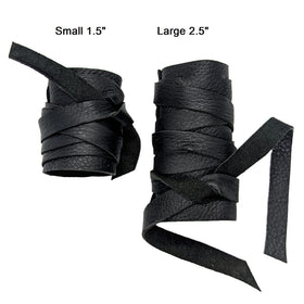 Close-up of leather beads on hair wrap