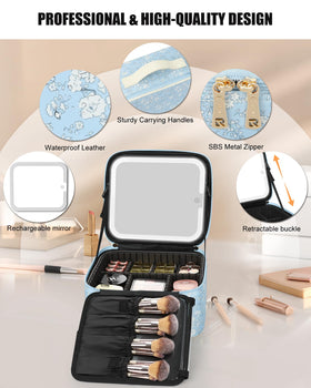 Close-up of LED mirror in Relavel Travel Makeup Bag