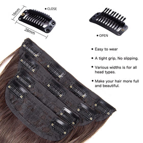 Close-up of LEEONS clip in hair extensions showcasing the strong clips