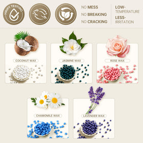 Close-up of Lifestance wax beads in jasmine, cream, rose, lavender, and chamomile