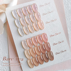 Close-up of light nude pink gel polish from Born Pretty