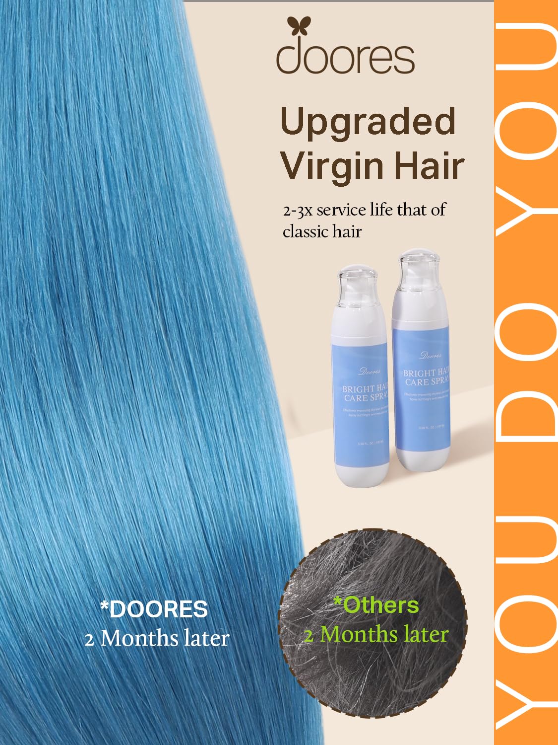 Close-up of lightweight tape in hair extensions