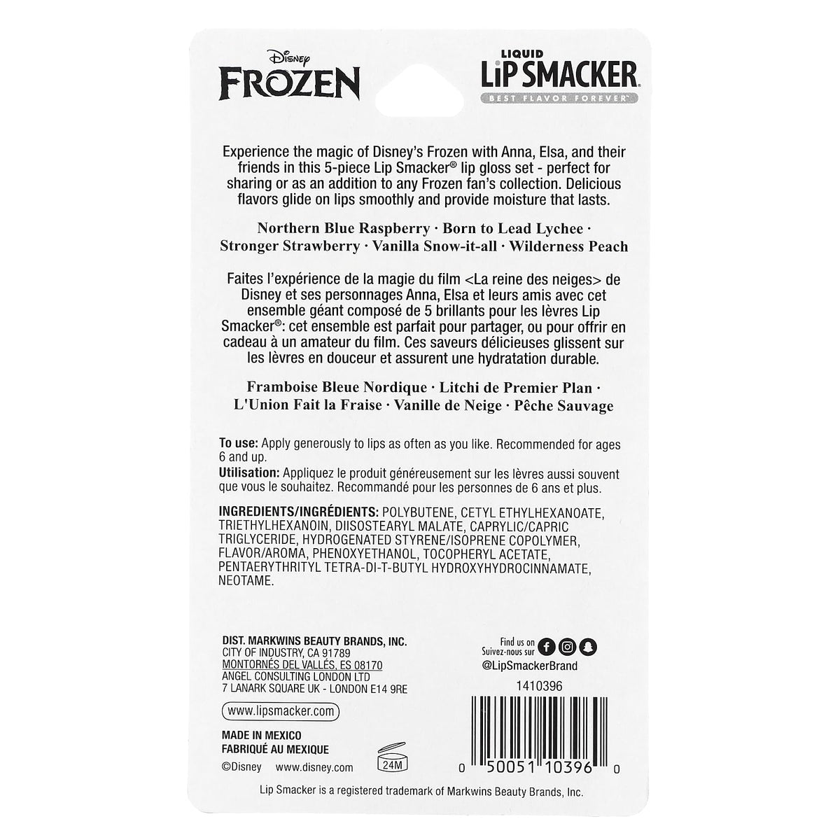 Close-up of Lip Smacker Frozen 2 lip gloss tube with flavour label