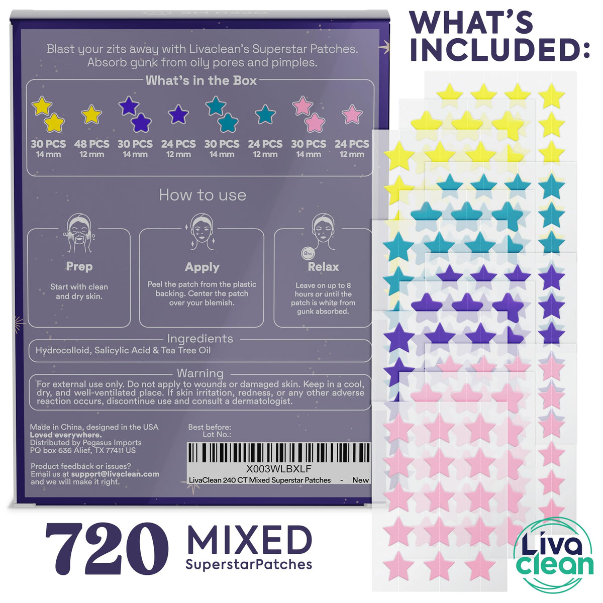 Close-up of LivaClean Superstar Pimple Patches in assorted colours