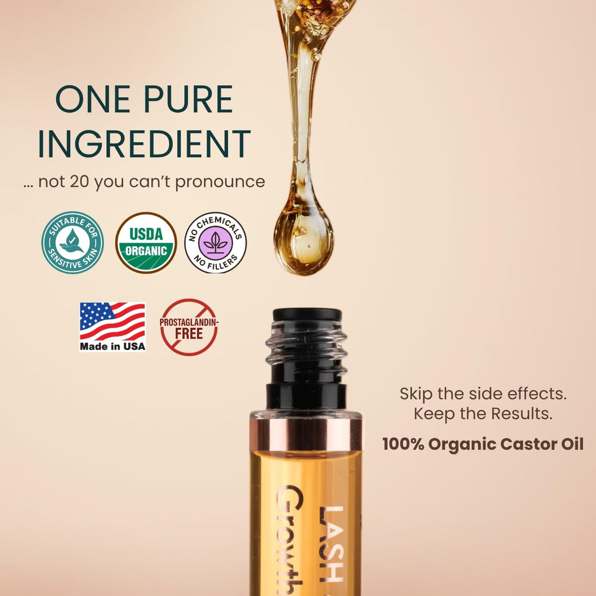 Close-up of Live Fraiche castor oil serum tube
