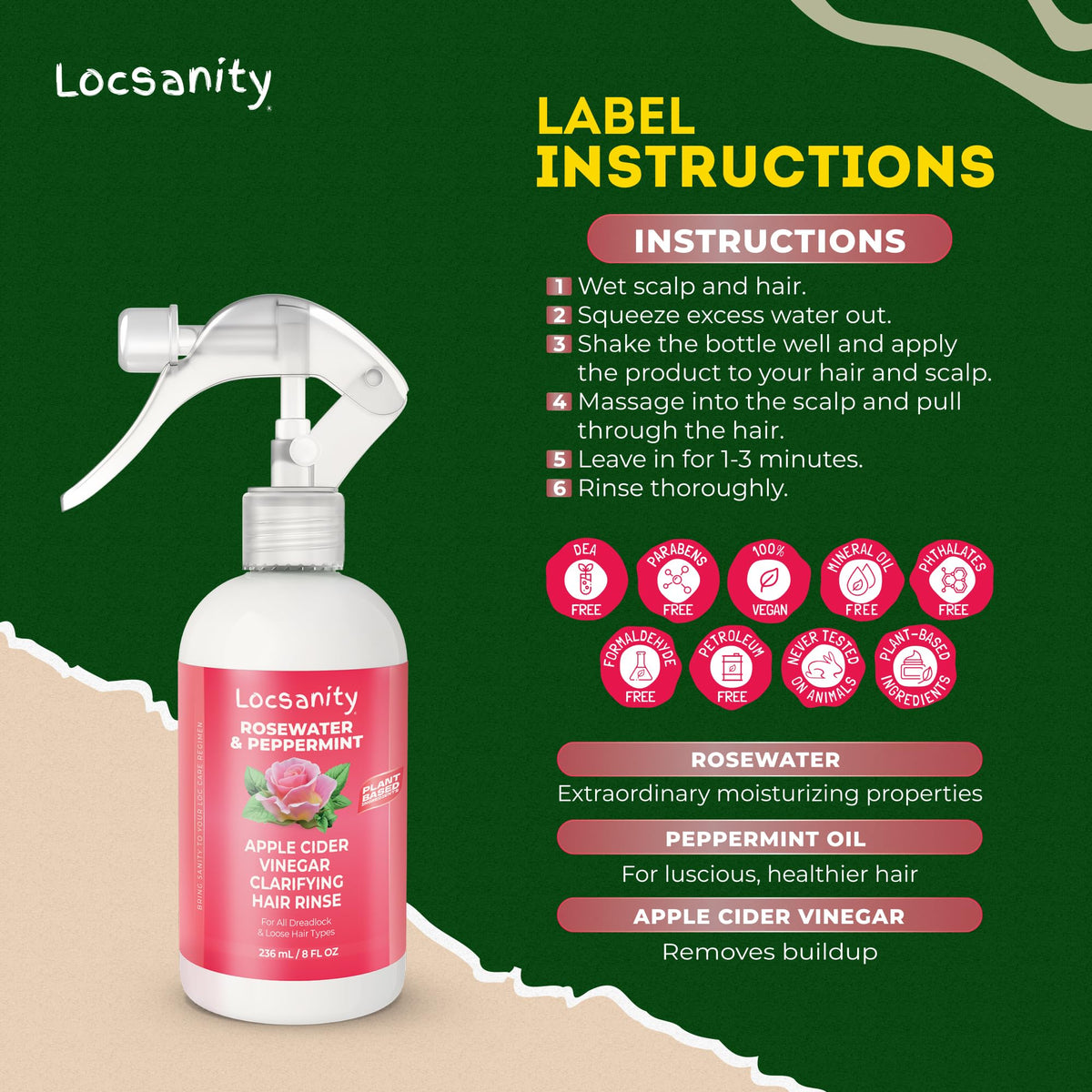 Close-up of Locsanity hair rinse texture