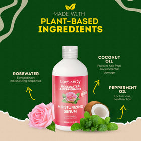 Close-up of Locsanity Rosewater Peppermint Serum bottle