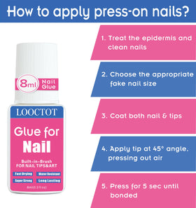 Close-up of LOOCTOT Super Strong Nail Glue bottle with brush