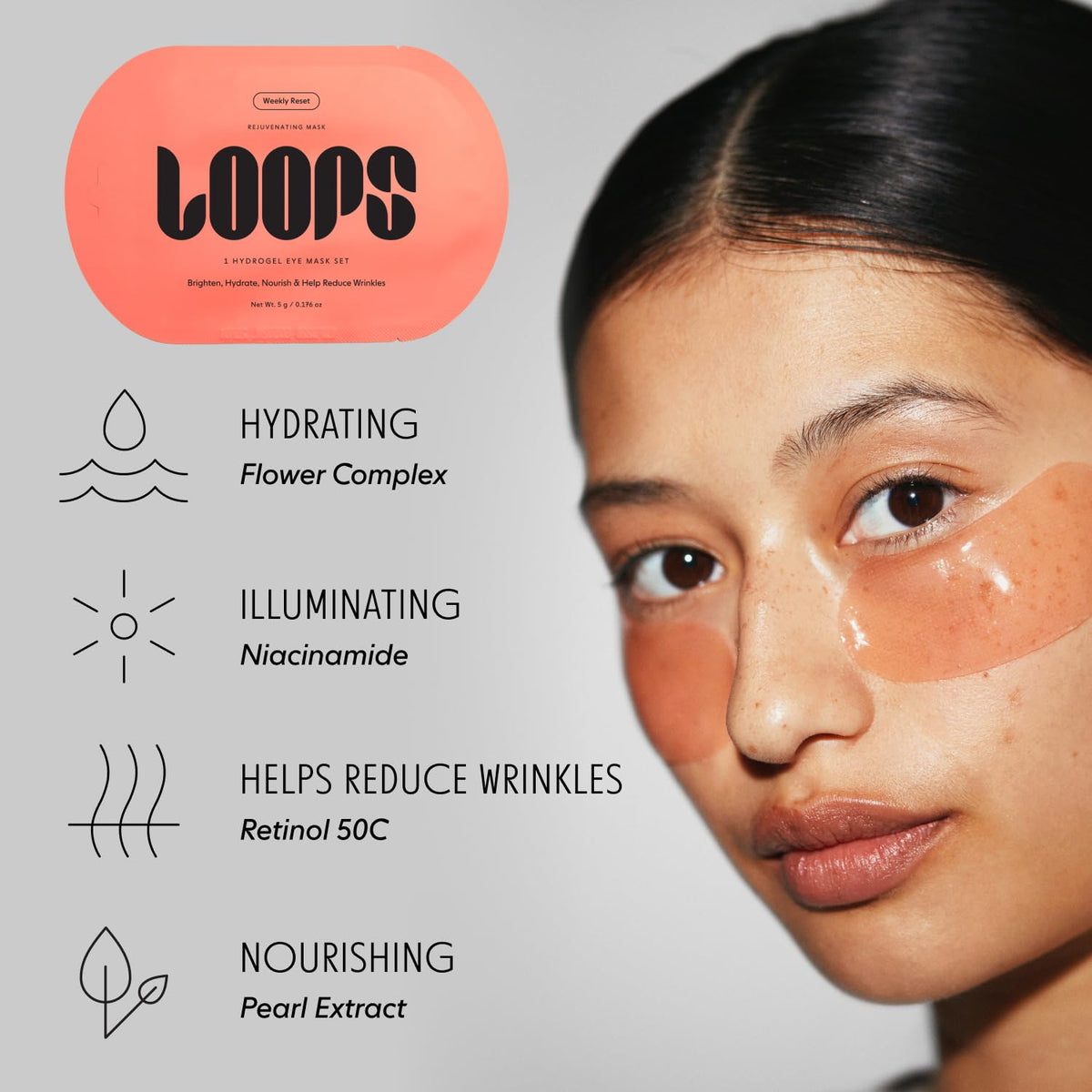 Close-up of LOOPS hydrating face mask texture