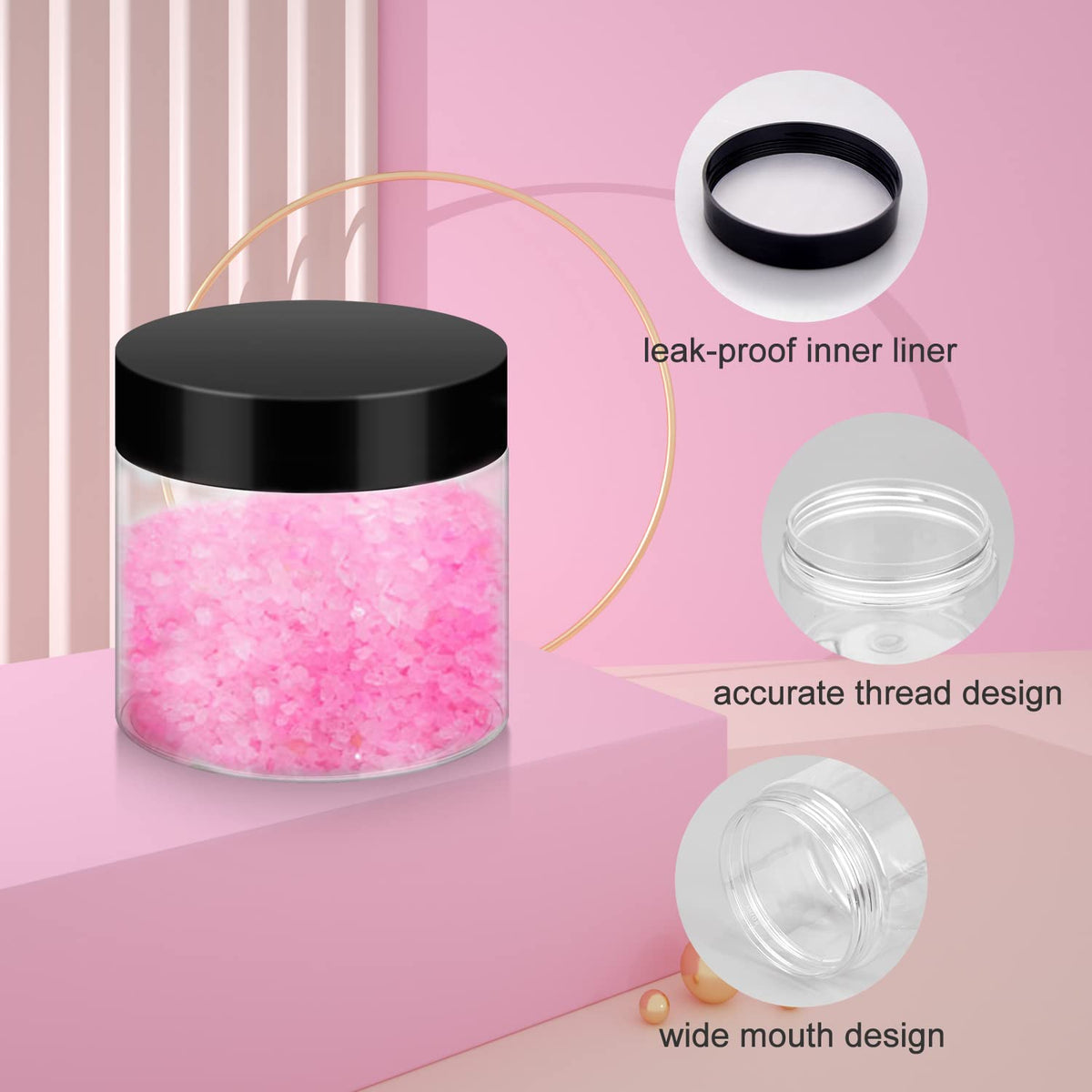 Close-up of Loretoy plastic jar lid with foam pad