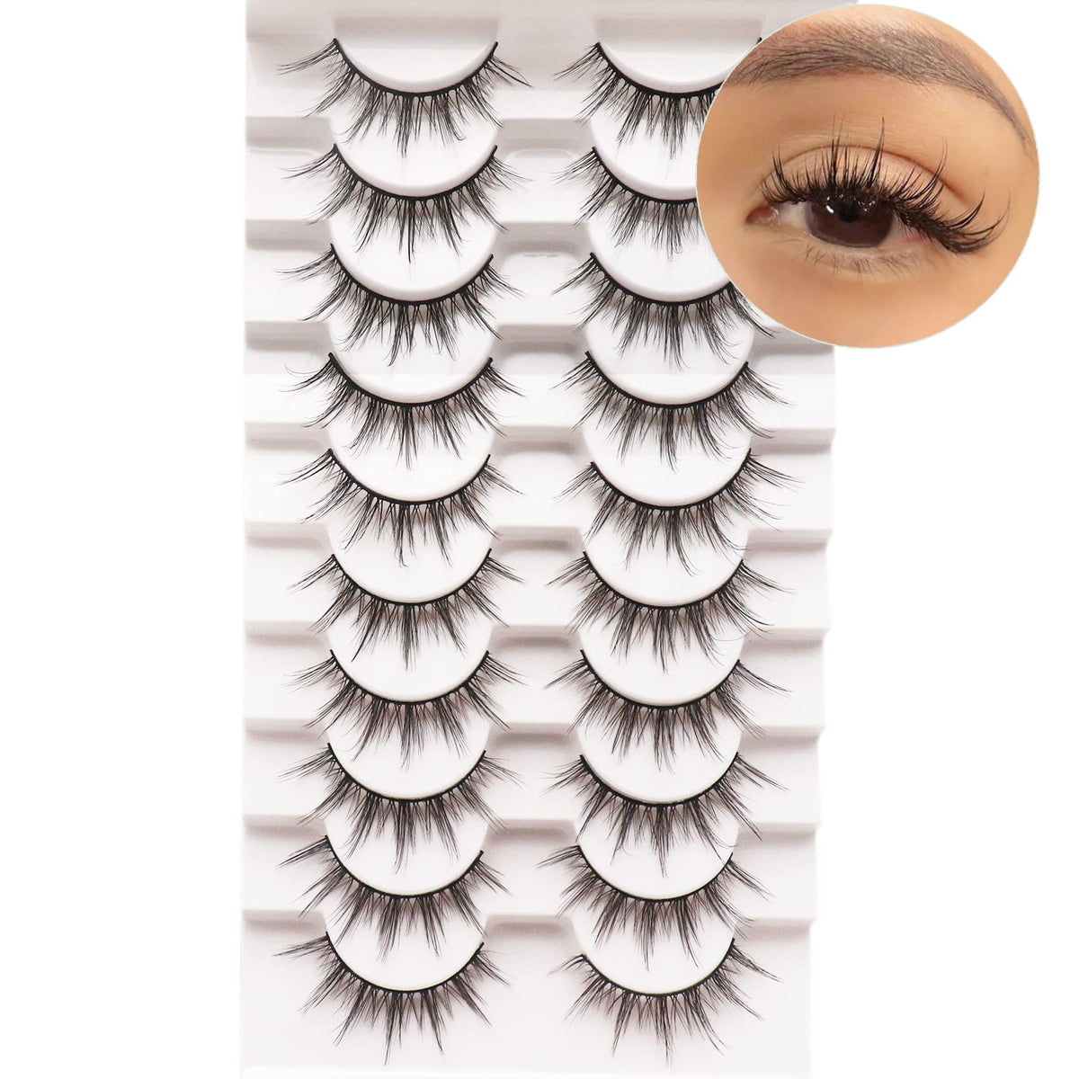 Close-up of Losha Manga Lashes 6D75 showing lash texture