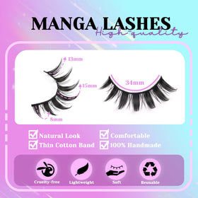 Close-up of Losha Spiky Manga Lashes individual clusters
