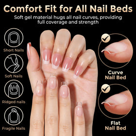 Close-up of Luckyfairy Short Coffin Nails Tips showing texture