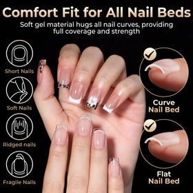Close-up of Luckyfairy Short Square Nail Tips showing sharp square design
