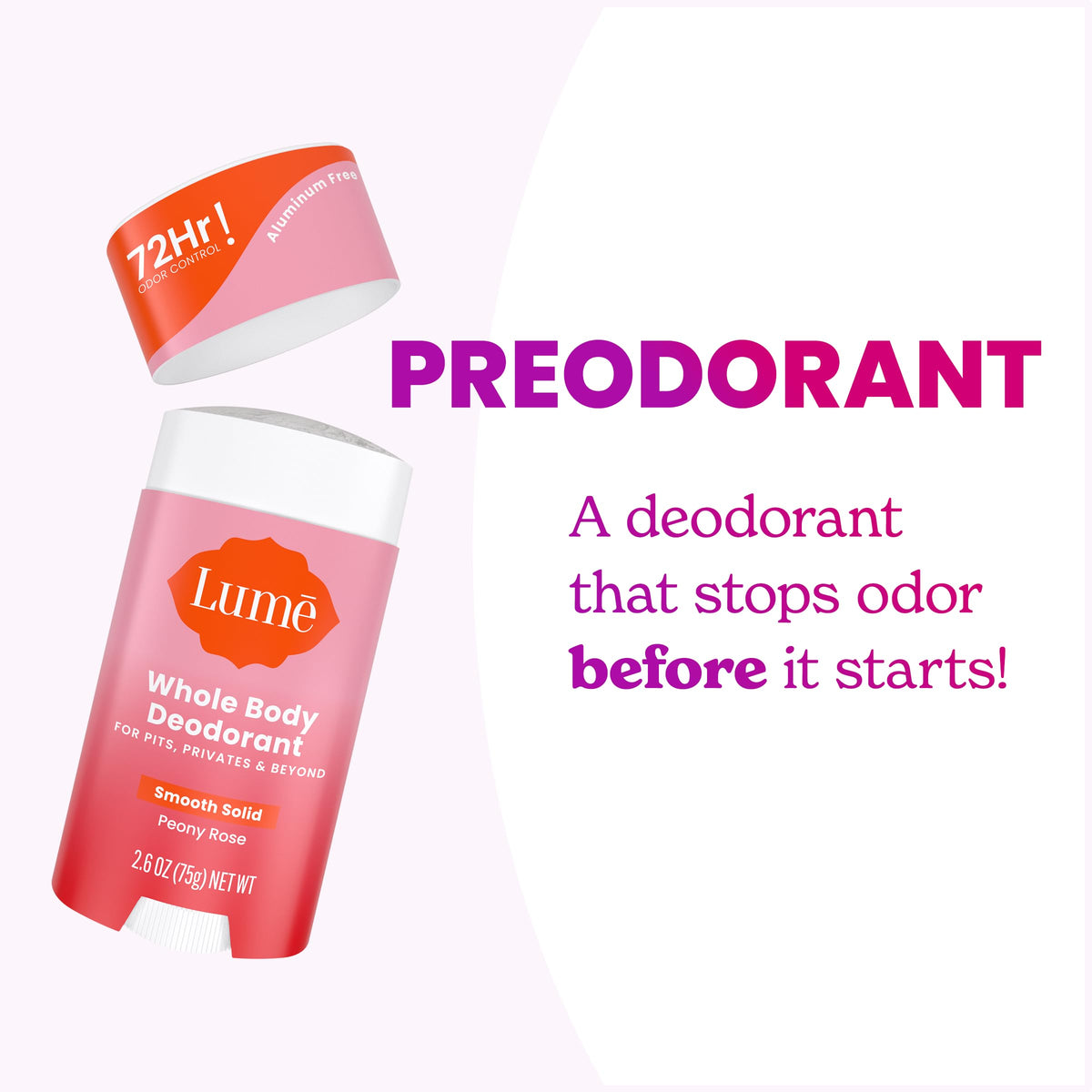 Close-up of Lume deodorant stick texture