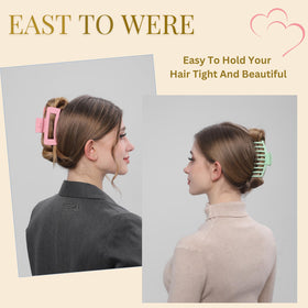 Close-up of LuSeren hair claw clip in pastel pink