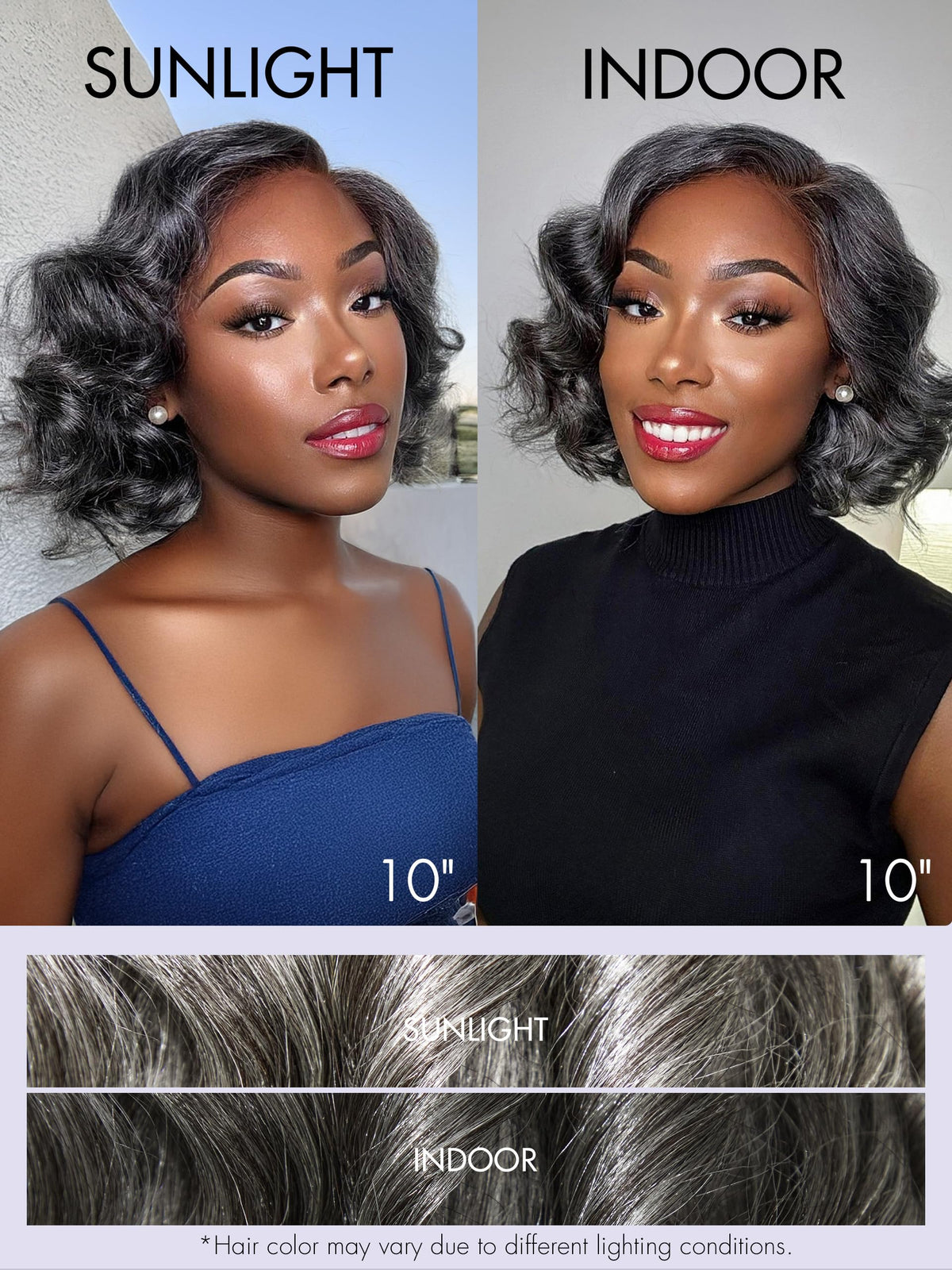 Close-up of LUVME HAIR Salt & Pepper Wig texture and colour