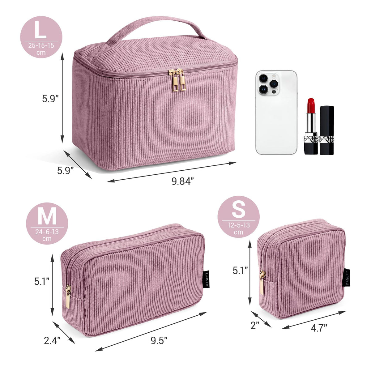 Close-up of MAGEFY large makeup bag with handle