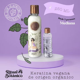 Close-up of MAIKE AMOUR Keratina Organica bottle showing ingredients