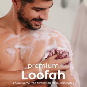 Close-up of MainBasics loofah sponge texture