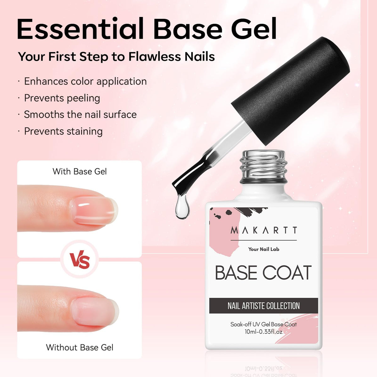 Close-up of Makartt glossy top coat bottle