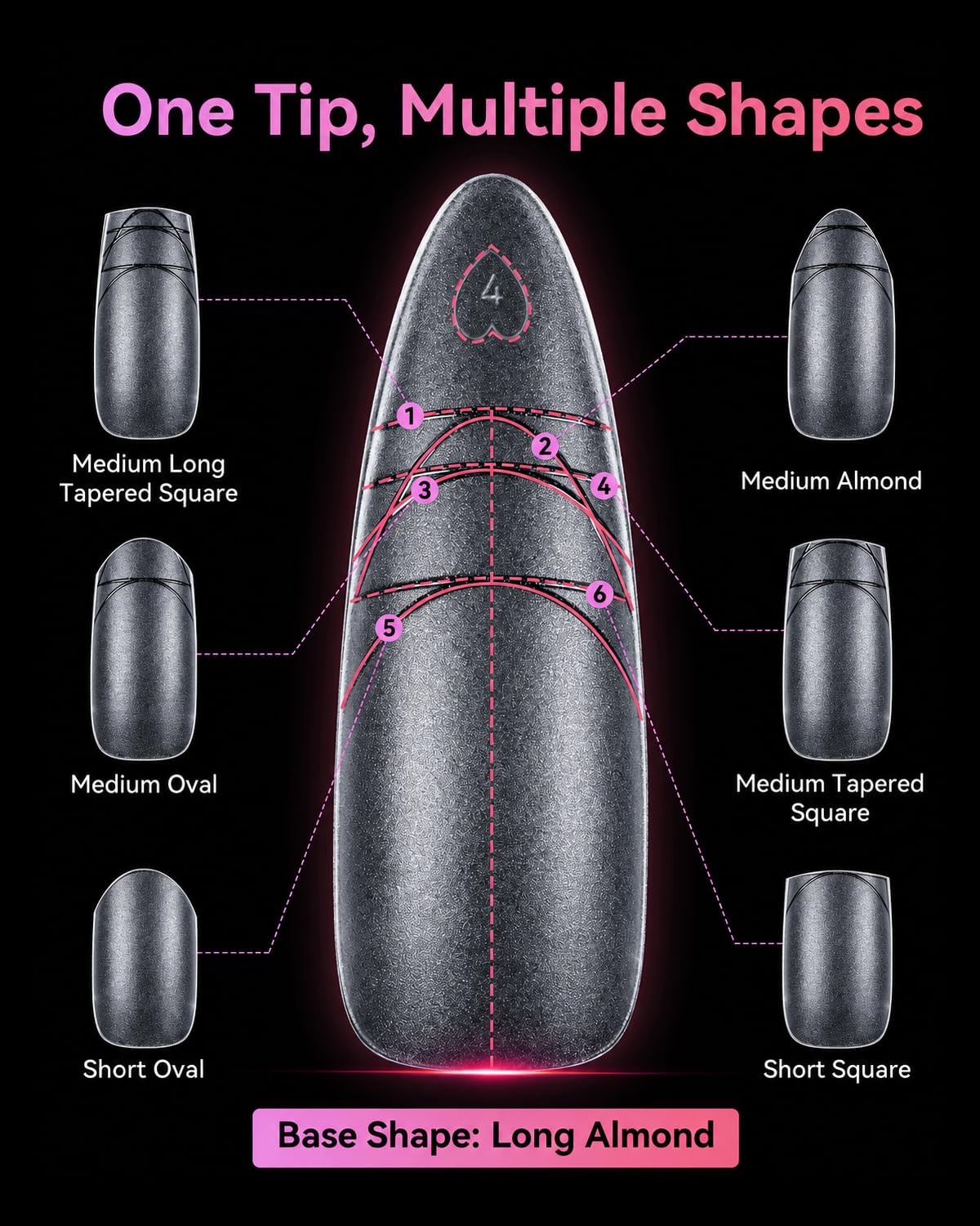 Close-up of Makartt Long Almond Nail Tips showing flexible design
