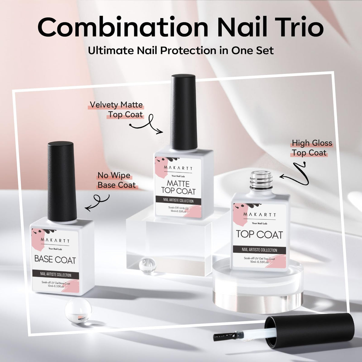 Close-up of Makartt matte top coat bottle