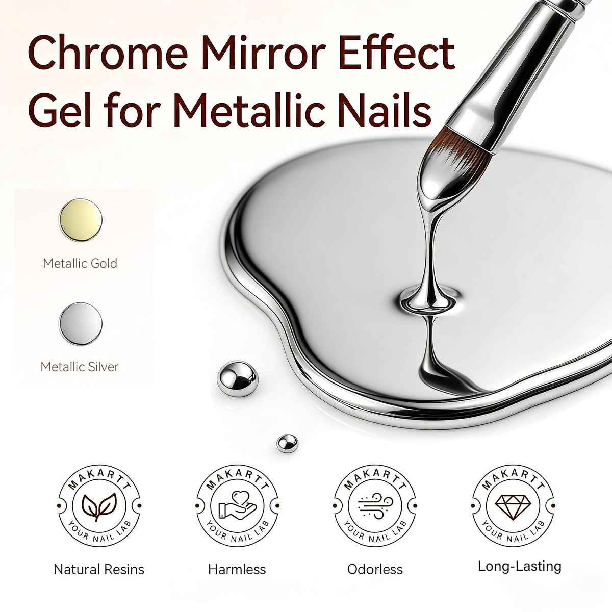 Close-up of Makartt Metallic Gold Gel Nail Polish