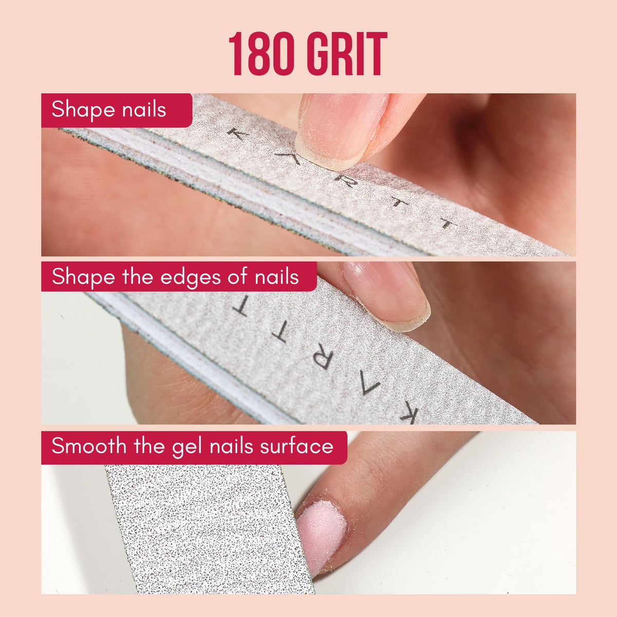 Close-up of Makartt nail file showing 180 grit side