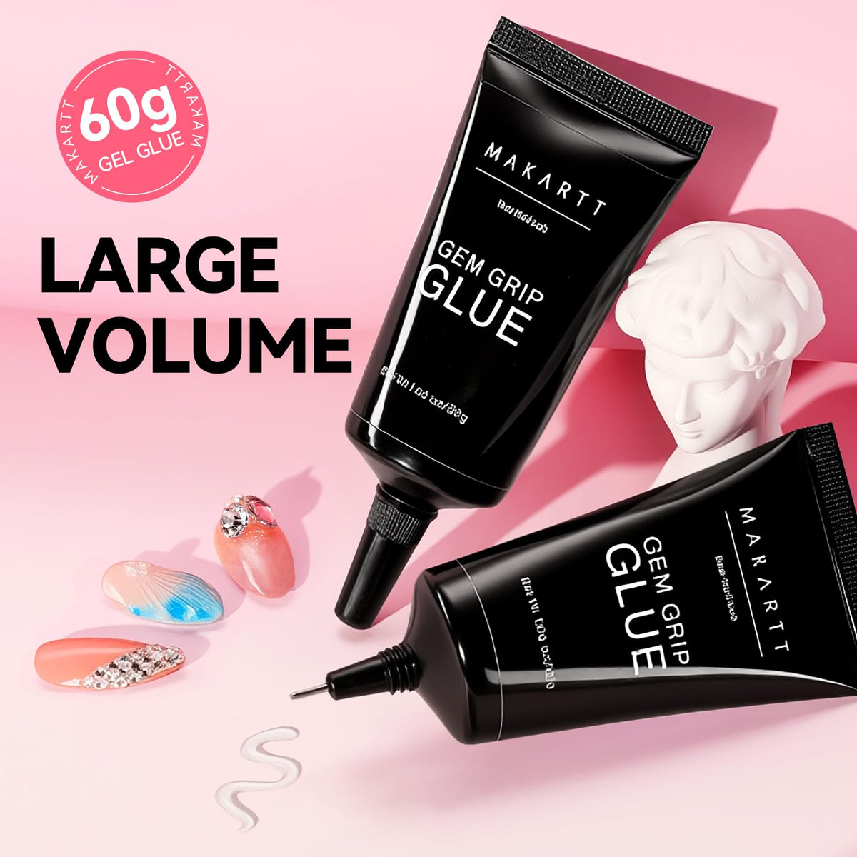 Close-up of Makartt Nail Gem Glue 60g being applied to nails