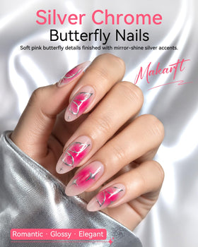 Close-up of Makartt silver metallic nail polish