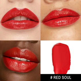 Close-up of MAKI YIKA Moisture Lipstick in red shade