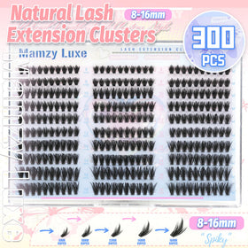 Close-up of Mamzy Luxe D-Curl lash clusters