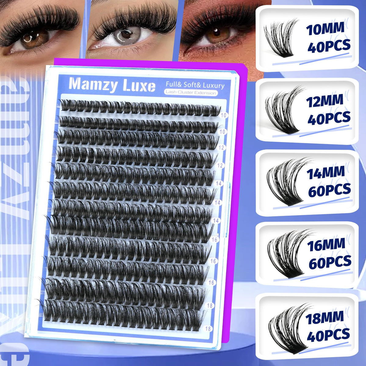 Close-up of Mamzy Luxe Lash Clusters individual lashes