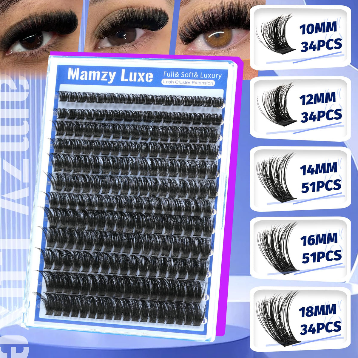 Close-up of Mamzy Luxe Lash Clusters individual lashes