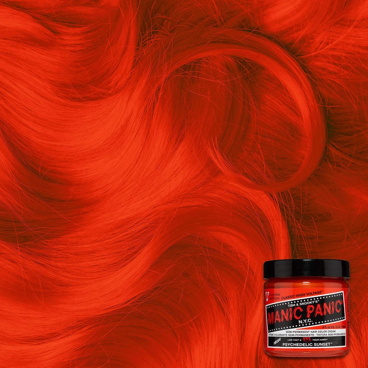 Close-up of MANIC PANIC Semi Permanent Orange Hair Dye texture