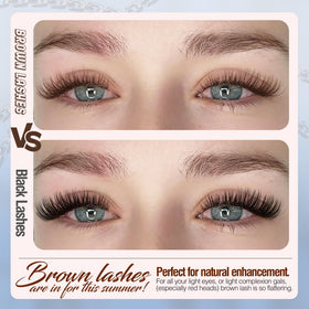 Close-up of Mavphnee brown cluster lashes in 8-16MM