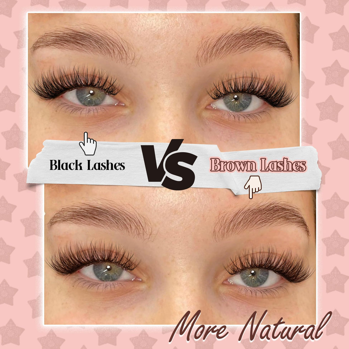 Close-up of Mavphnee brown lash clusters in various lengths