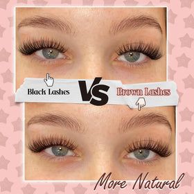 Close-up of Mavphnee brown lash clusters in various lengths