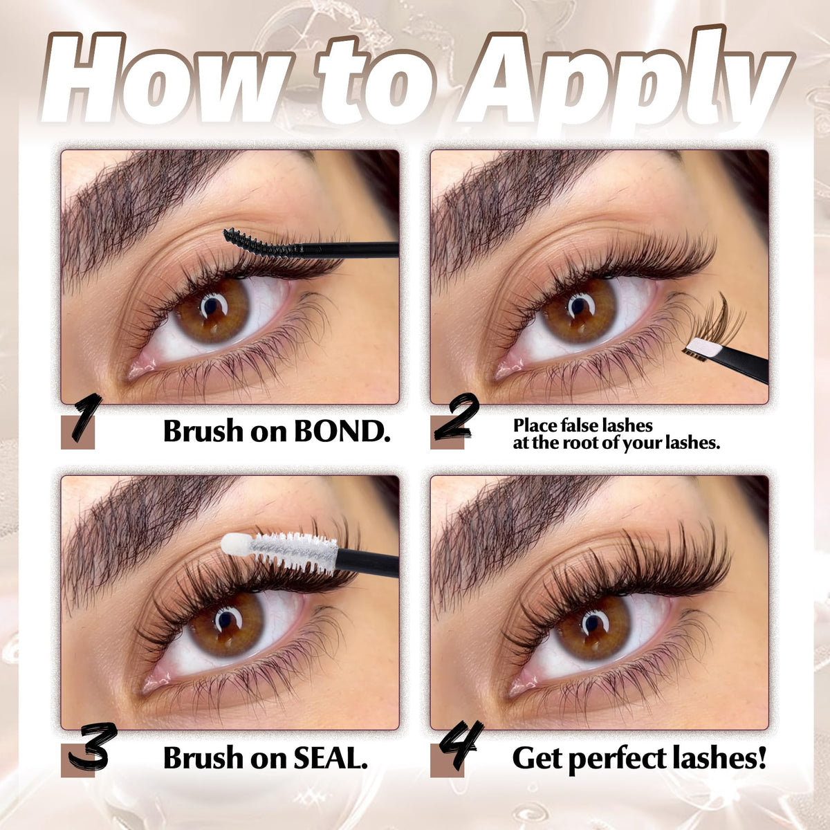 Close-up of Mavphnee dark brown lash clusters
