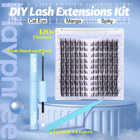 Close-up of Mavphnee spiky eyelash clusters in the kit