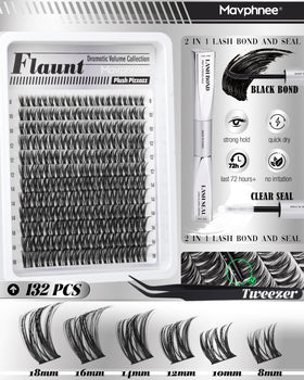 Close-up of Mavphnee wispy lash clusters