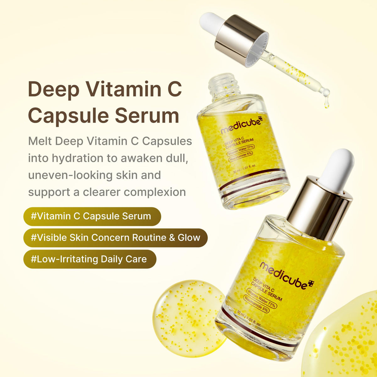 Close-up of medicube Deep Vitamin C Capsule Serum capsules