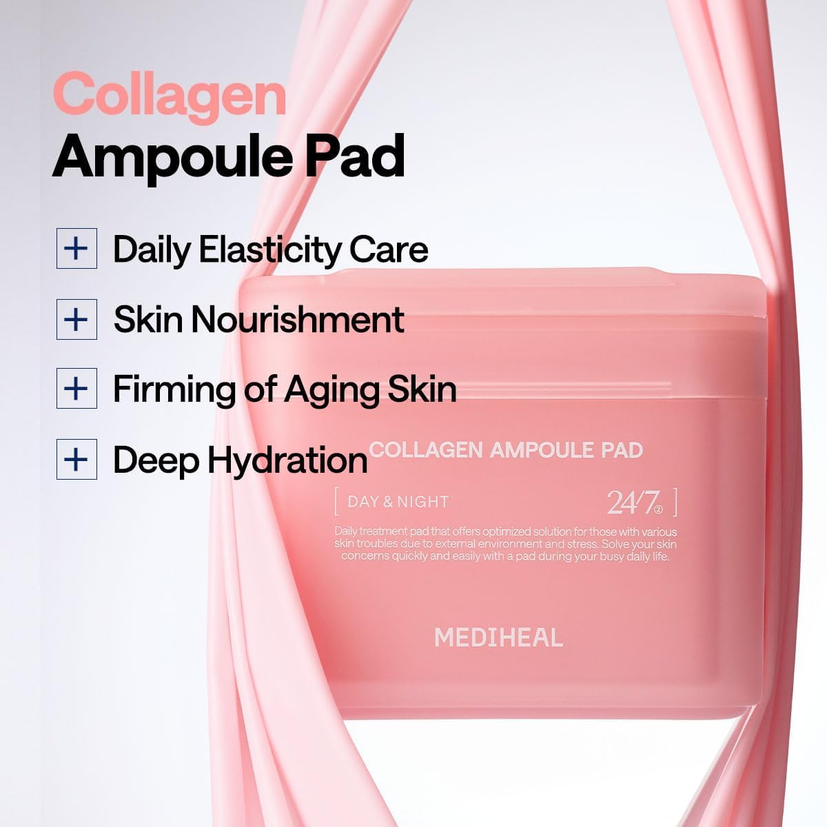 Close-up of MEDIHEAL Collagen Ampoule Toner Pad showing texture