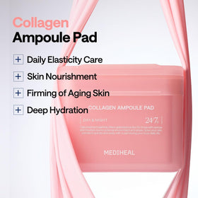 Close-up of MEDIHEAL Collagen Ampoule Toner Pad showing texture