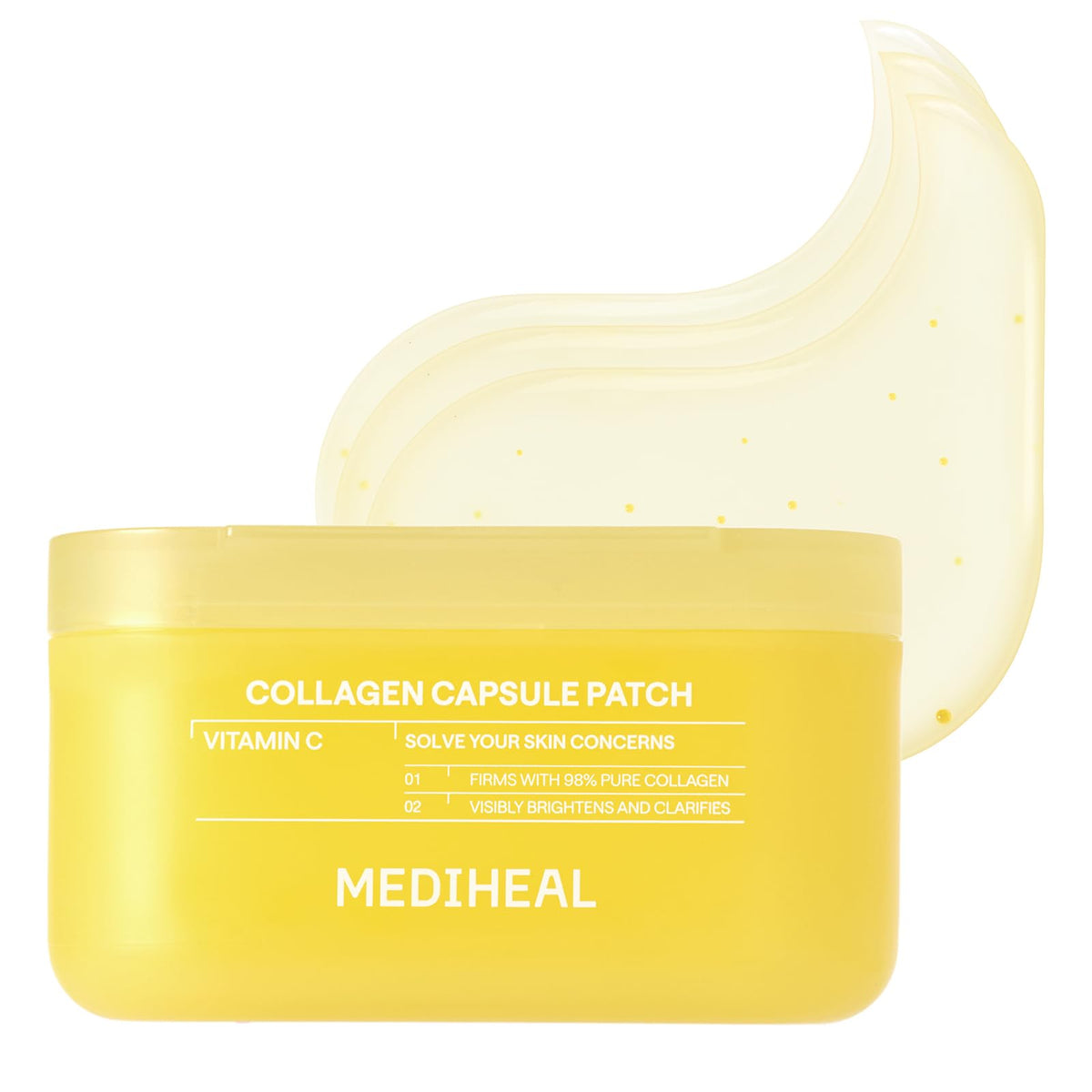 Close-up of MEDIHEAL eye patches showing capsule technology