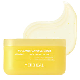 Close-up of MEDIHEAL eye patches showing capsule technology