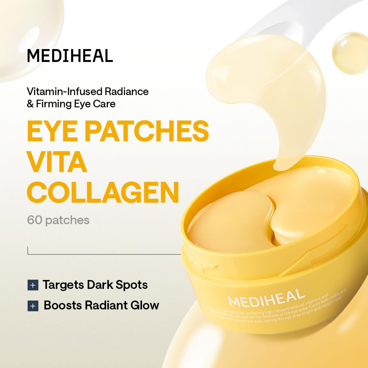 Close-up of MEDIHEAL under eye patches on skin